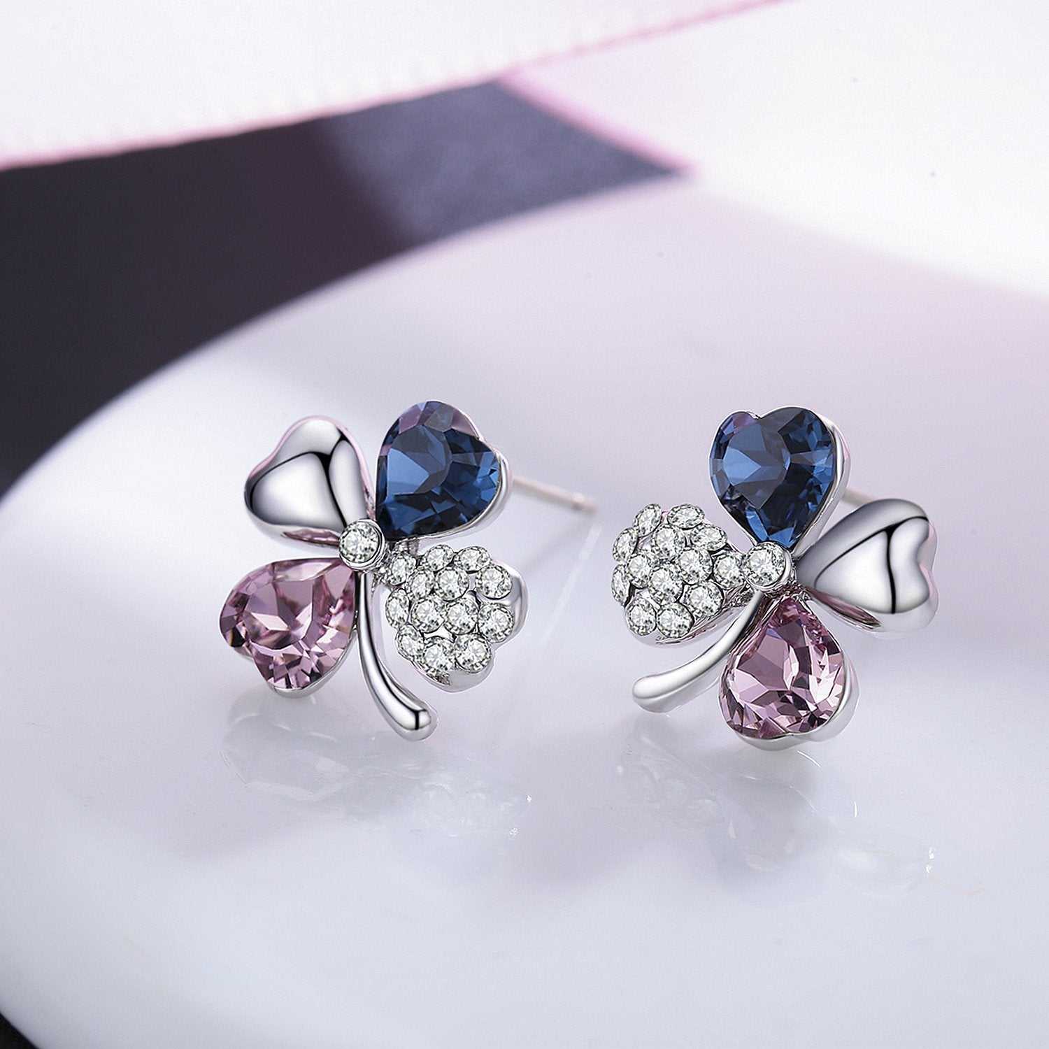 Sterling Silver Crystal Flower Stud Earrings Made With Swarovski Elements