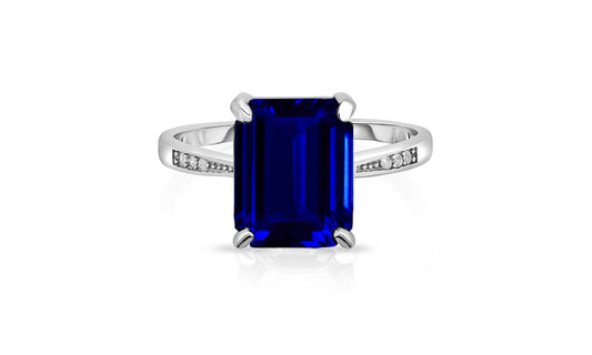 Sterling Silver 4.00 CTTW Sapphire or Emerlad  Ring