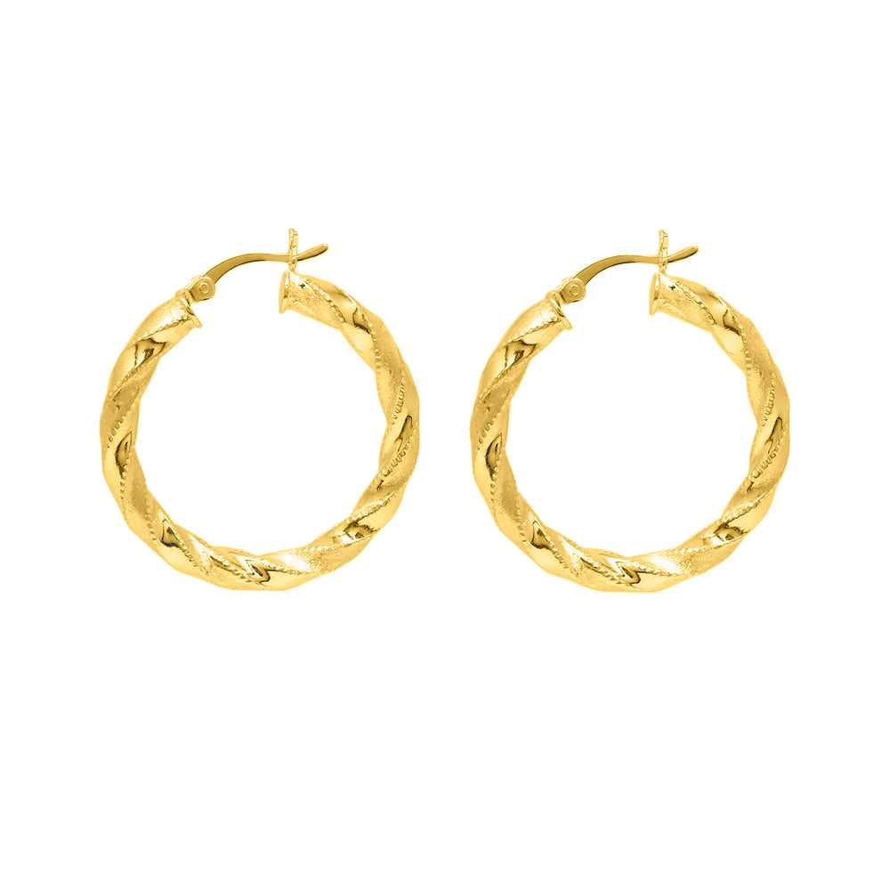 Gold Sterling Silver Diamond Cut Twisted Hoops