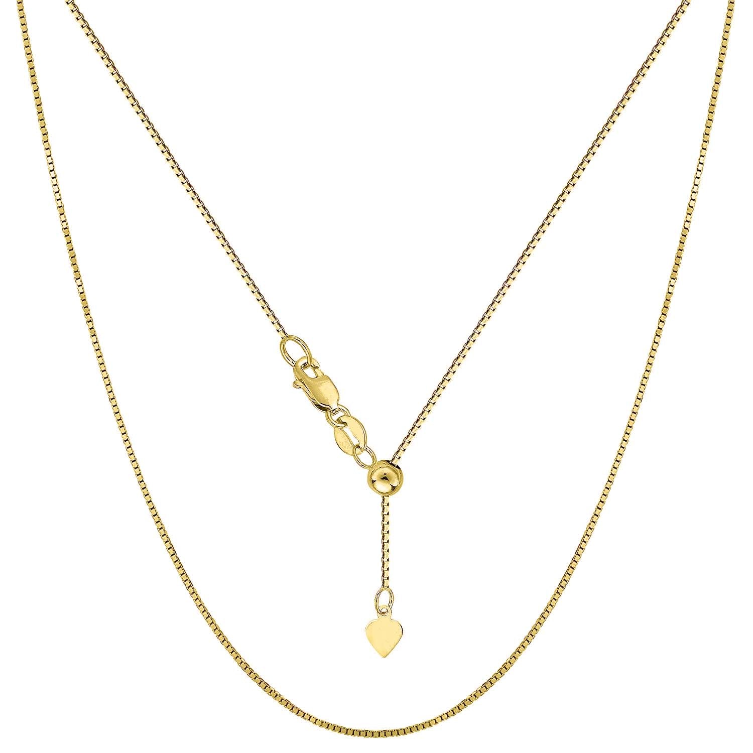 Gold Italian Sterling Silver Adjustable Box Chain Necklace