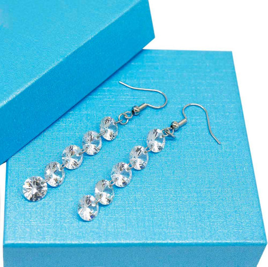 5 Row Crystal Drop Hanging Earrings On Box Display