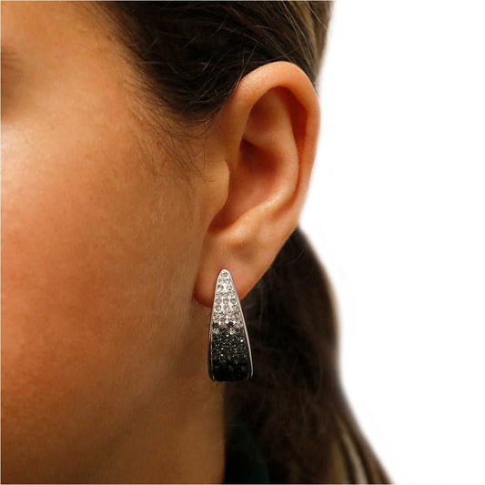 Black And White Crystal Cuff Hoops Made With Swarovski Elements On Ear