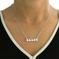 Silver Pearl Bar Necklace On Neck