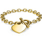 Gold Sterling Silver Heart Charm Toggle Bracelet