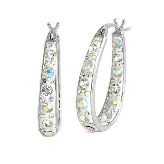 Graduated Multi Stone Crystal Hoop Earrings