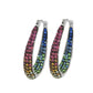 Graduated Multi-color Crystal Hoop Earrings