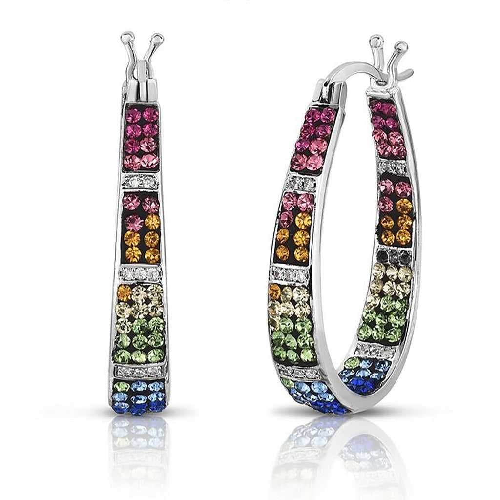 Multi-Color Crystal Hoop Earrings