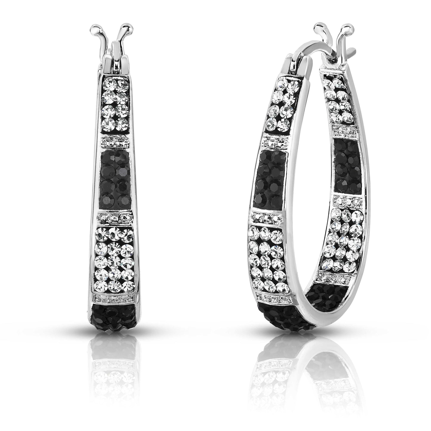 Black And White Crystal Hoop Earrings