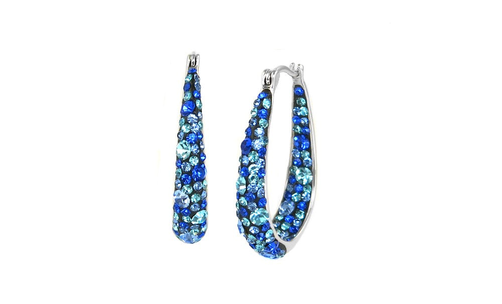 Ocean Blue Swarovski Elements Crystal Hoop Earrings