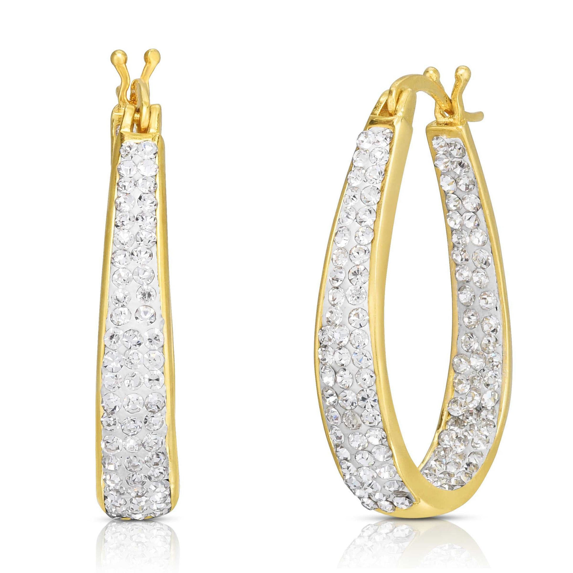 Gold Graduated Crystal Hoop Earrings