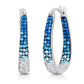 18kt White Gold Plated Graduated Montana Blue Crystal Hoop Earring