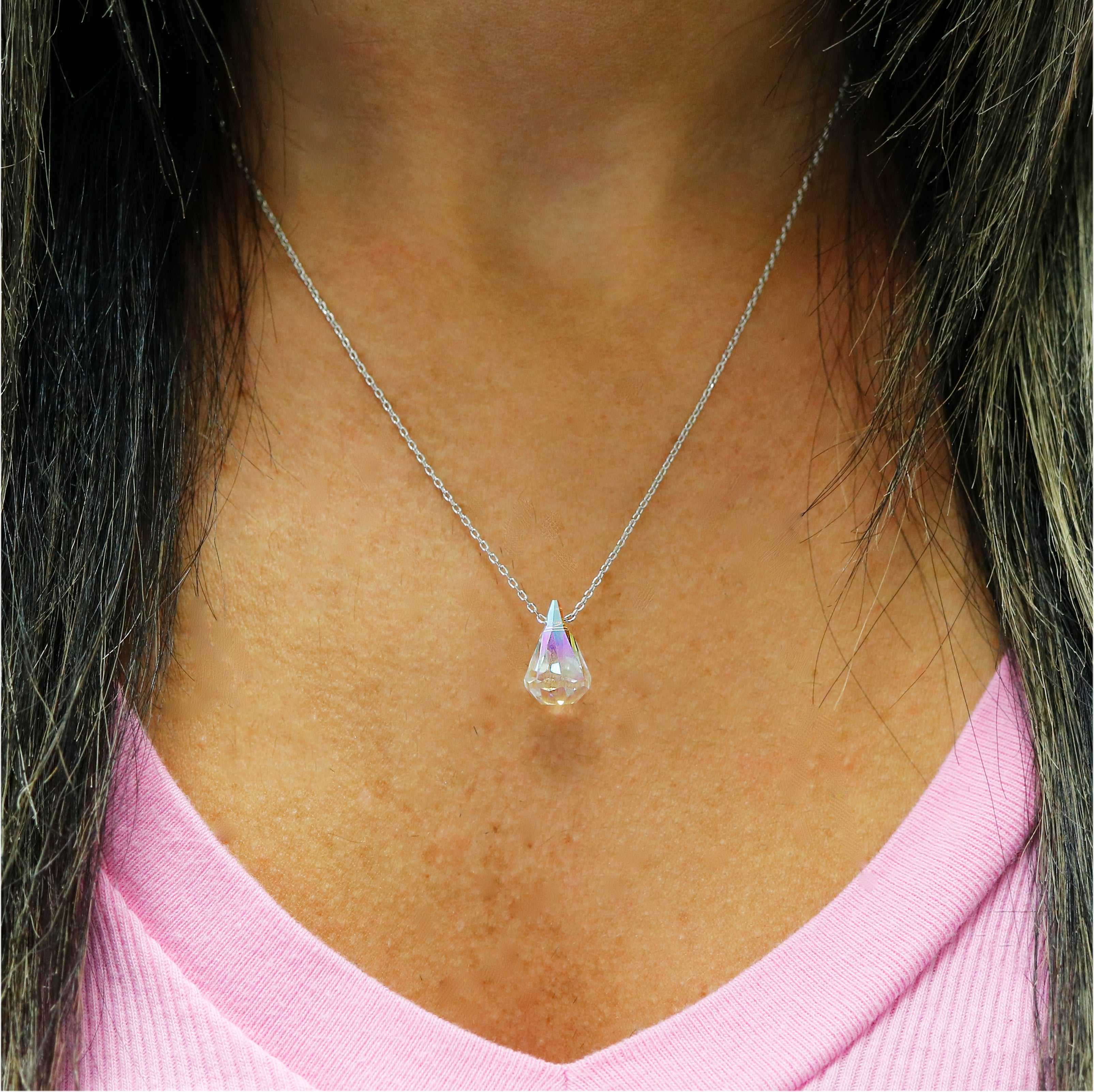 Pippa Swarovski Crystal Pendant Clear Aurora Borealis - VOSHIE®