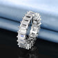 White Emerald Cut Crystal Eternity Band Made With Swarovski Elements