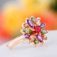 18K Rose Gold Plated Multi Color Rainbow Flower Ring