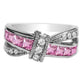 3.00 CTW Pink Cubic Zirconia Criss Cross Ring in 18kt White Gold