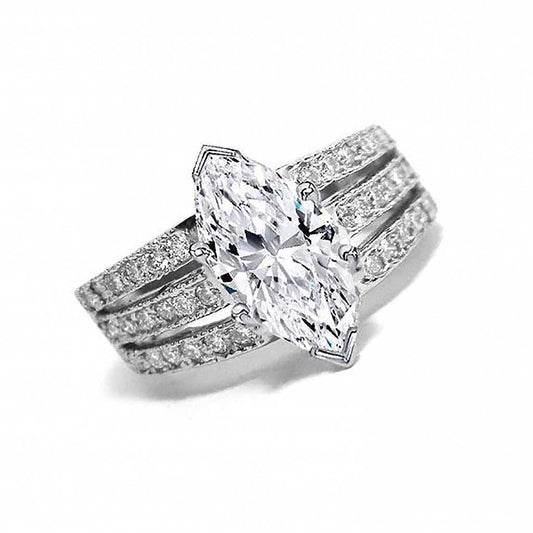 Tri Row Marquise Cubic Zirconia Ring