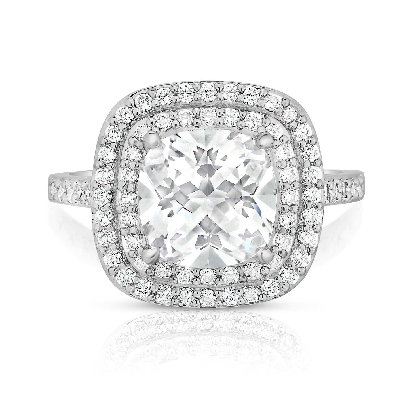 Cubic Zirconia Pave Halo Ring Top View