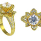 Gold Cubic Zirconia Micropavé Flower Rings Side And Top View