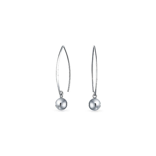 Sterling Silver Marquise Pull Through Ball Drop Earrings