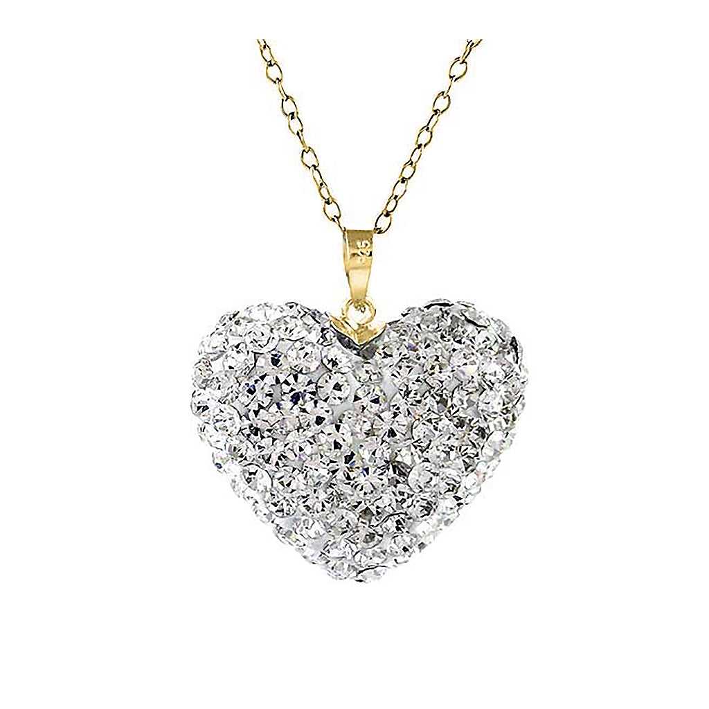 Gold Plated Sterling Silver Crystal Studded Heart Necklace