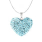 Light Blue Sterling Silver Crystal Studded Heart Necklace
