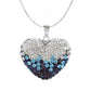 Blue Sterling Silver Crystal Studded Heart Necklace