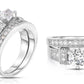 Sterling Silver Cubic Zirconia Bridal Ring and Band Set Side And Top View