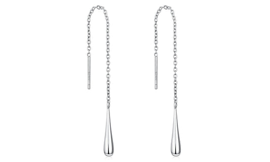 Silver Italian Sterling Silver Threader Teardrop Earrings