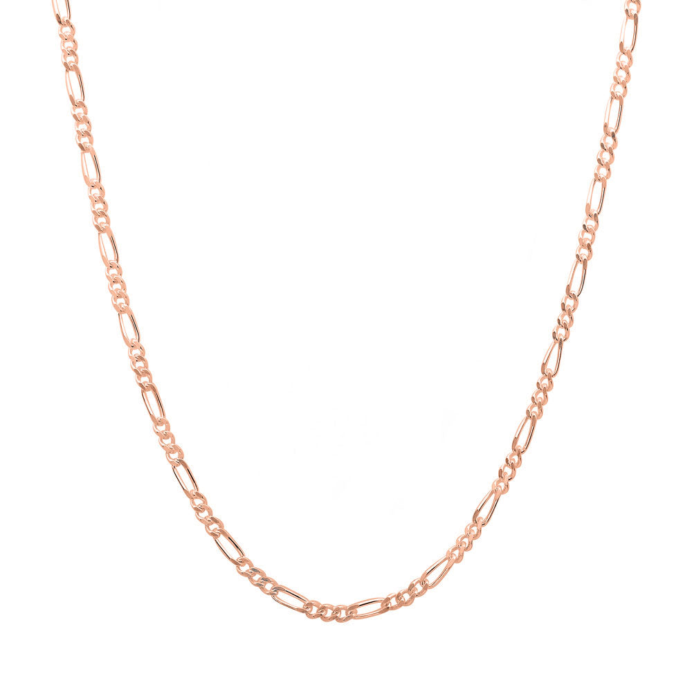  Rose Gold Sterling Silver Figaro Chain Necklace