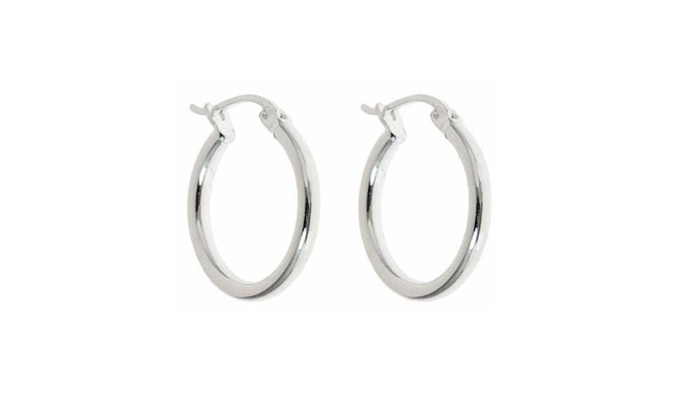 Silver Sterling Silver Classic French Lock Hoop Earrings