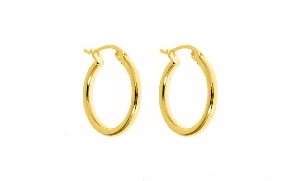 Gold Sterling Silver Classic French Lock Hoop Earrings