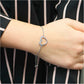 Silver Italian Sterling Silver Adjustable Heart Charm Bracelet On Wrist