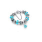 Light Blue Crystal Bead Bracelet With Ball Charm and Austrian Crystals