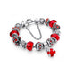 Red Crystal Bead Bracelet With Ball Charm and Austrian Crystals