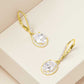 Gold Oval Cut Crystal Halo Leverback Drop Earrings Made With Swarovski Elements