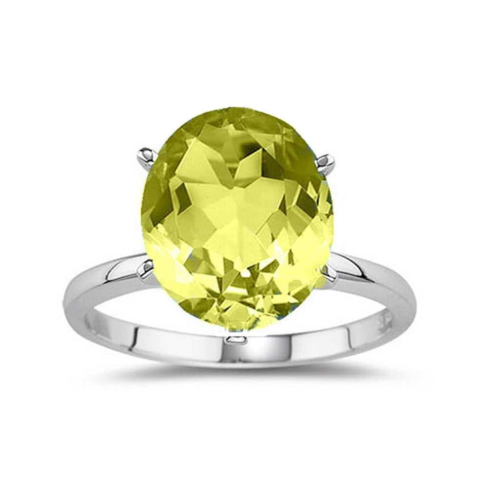 Lemon Quartz Genuine Oval Cut Gemstone Sterling Silver Ring