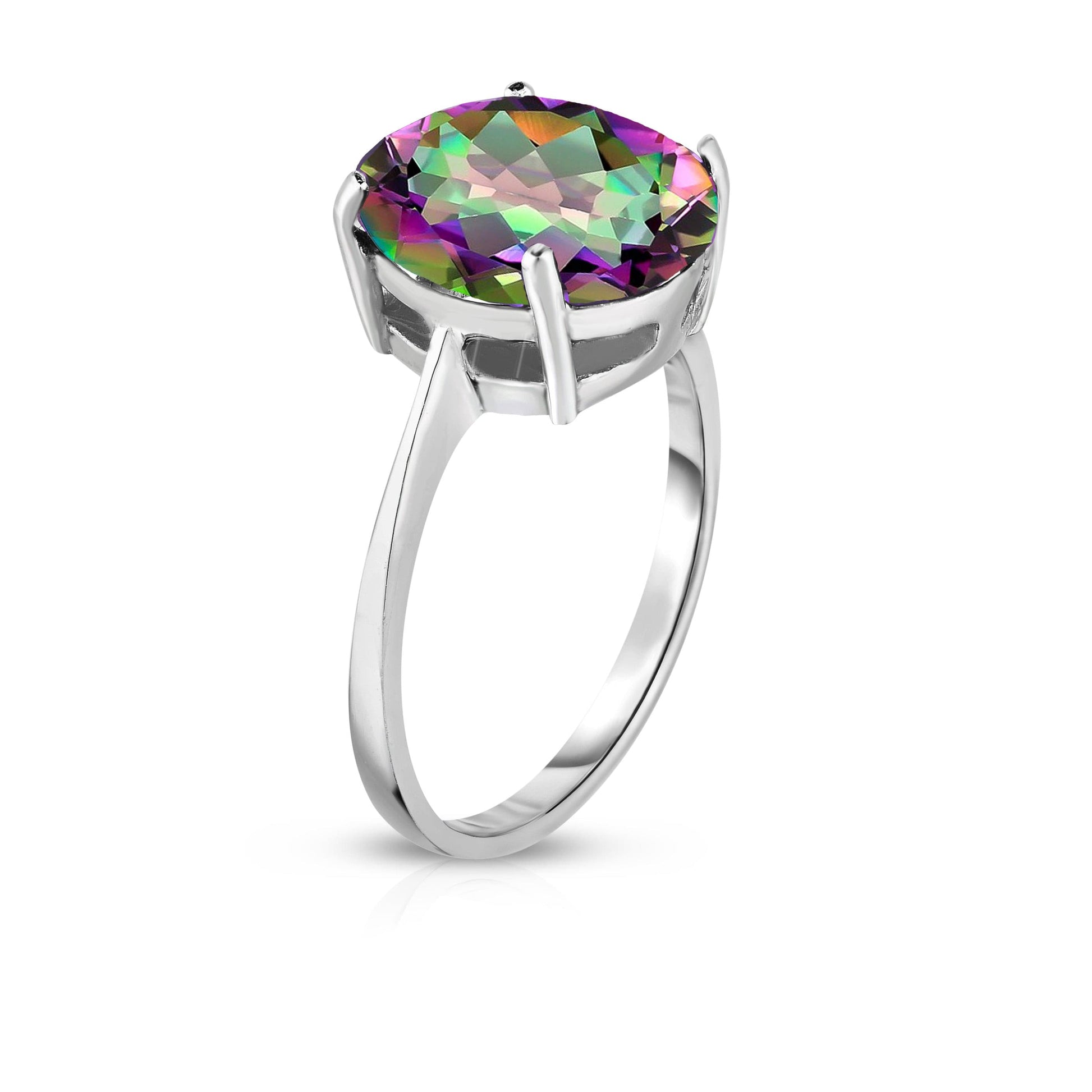 Rainbow Topaz Genuine Oval Cut Gemstone Sterling Silver Ring