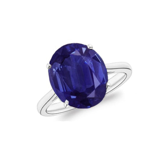 Sapphire Lab Created Oval Cut Gemstone Sterling Silver Ring
