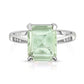 Green Amethyst Genuine Emerald Cut Gemstone Sterling Silver Ring