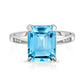 4.00 CTW Emerald Cut Genuine Blue Topaz Ring in Sterling Silver