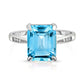 Blue Topaz Genuine Emerald Cut Gemstone Sterling Silver Ring