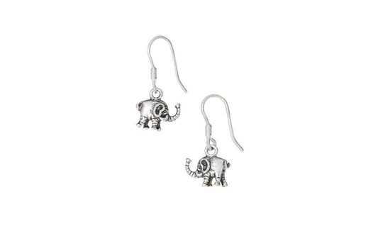 Italian Sterling Silver Elephant Drop Earrings