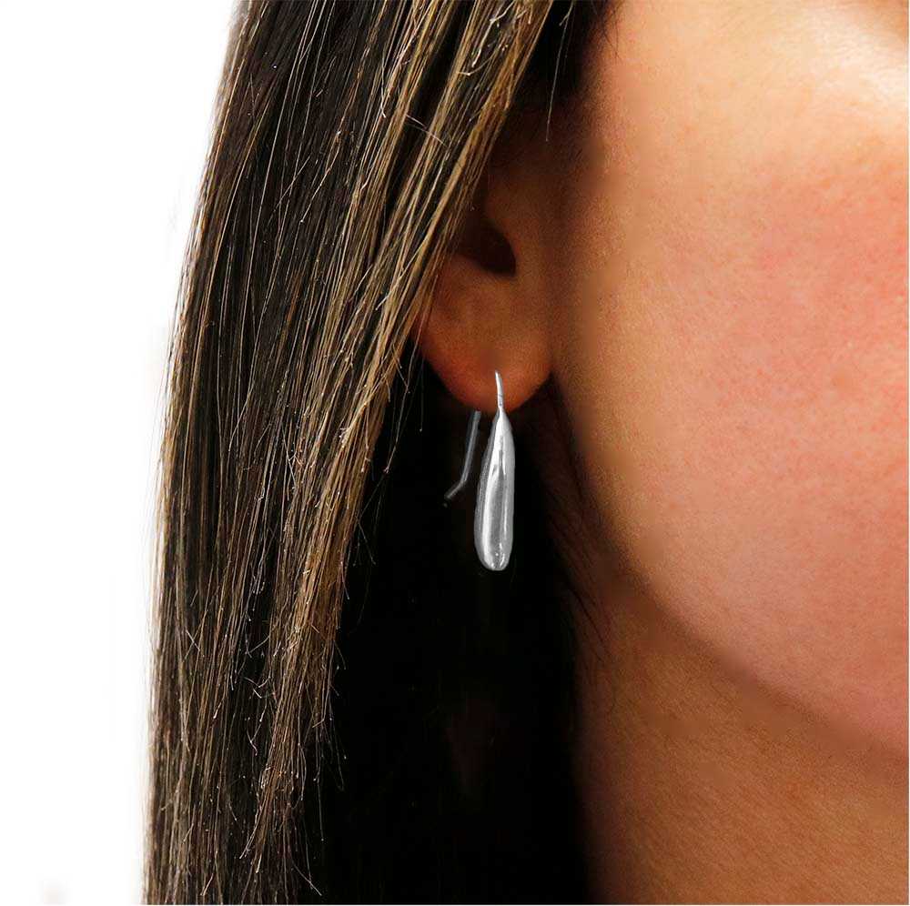 Silver Sterling Silver Waterdrop  Earrings On Ear