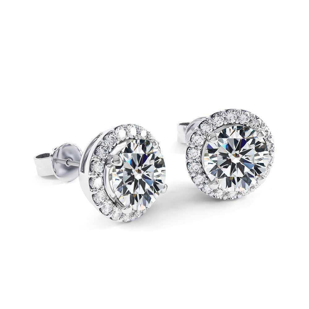 Silver Sterling Silver Cubic Zirconia Halo Studs