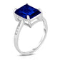 Sapphire Lab Created Emerald Cut Gemstone Sterling Silver Ring