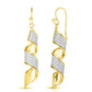 Gold Italian Sterling Silver Pave Spiral Drop Earrings
