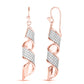 Rose Gold Italian Sterling Silver Pave Spiral Drop Earrings
